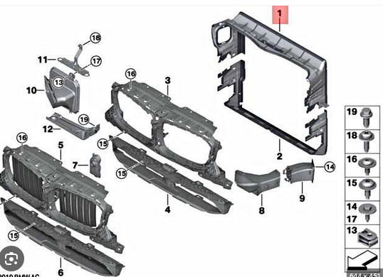 Deflector aer Bmw X3 (G01), 06.2017-07.2021; X4 (G02), 03.2018-, montare fata, superior, intern, RapidAuto