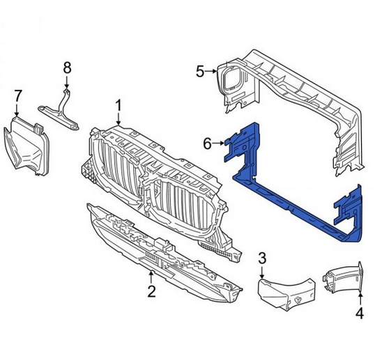 Deflector aer Bmw X3 (G01), 06.2017-07.2021; X4 (G02), 03.2018-, montare fata, inferior, intern, RapidAuto