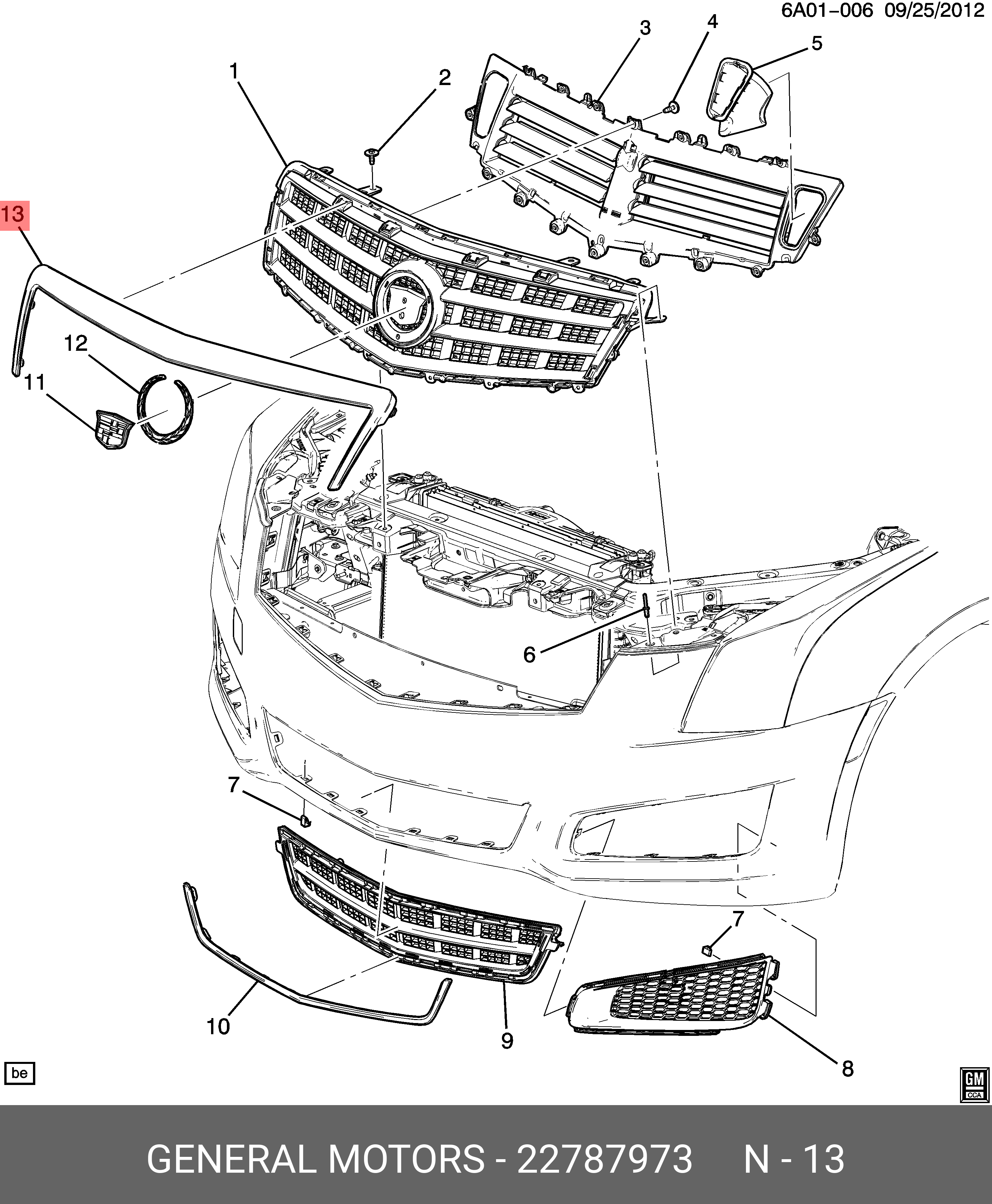 Rama grila radiator Cadillac Ats, 02.2013-2019, montare fata, cromat, RapidAuto