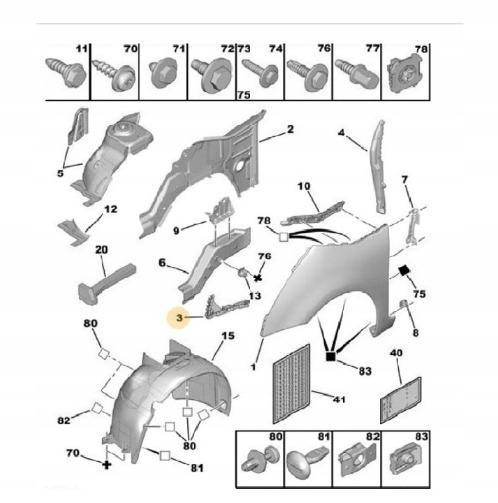 Suport bara protectie, spoiler Citroen C4 Picasso (Ua/Ud), 10.2006-06.2013, montare fata, dreapta, plastic, OE