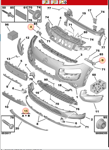 Suport bara protectie, spoiler Citroen C4 Cactus, 07.2014-05.2018, montare fata, stanga+dreapta, RapidAuto