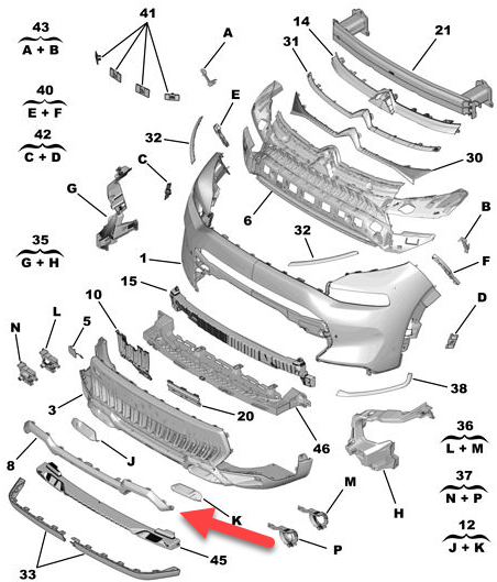 Spoiler bara protectie Citroen C3 Aircross, 07.2021-, montare fata, argintiu; vopsit; adanc, RapidAuto
