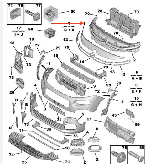 Capac grila radiator Citroen Berlingo, 06.2018-, model: Multispace, montare fata, pentru a fi vopsita (ne-grunduit), RapidAuto