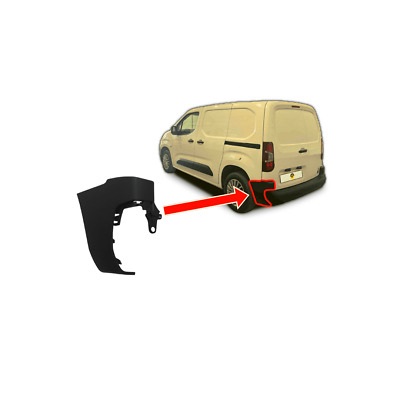 Parte laterala bara, colt lateral flaps Citroen Berlingo, 06.2018-, Opel Combo/Life, 09.2018-, Peugeot Partner, 06.2018- Model Scurt, Cu 2 Usi Spate, montare spate, stanga, negru, Texturat, RapidAuto