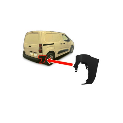 Parte laterala bara, colt lateral flaps Citroen Berlingo, 06.2018-, Opel Combo/Life, 09.2018-, Peugeot Partner, 06.2018- Model Scurt, Cu 2 Usi Spate, montare spate, dreapta, negru, Texturat, RapidAuto