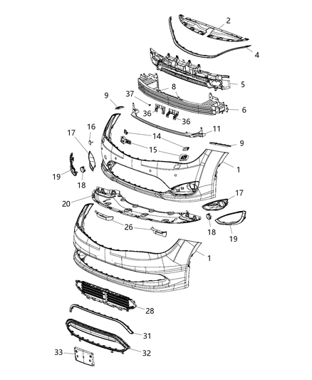 Ornament grila Chrysler Pacifica, 03.2016-08.2020, montare fata, negru, RapidAuto