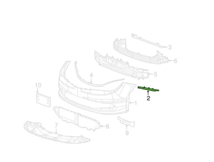 Suport bara protectie, spoiler Chrysler Pacifica, 03.2016-08.20, Pacifica, 04.2020-, Voyager, 06.2019-2021 Model L, Lx, Lxi, Voyager, 2022-12.2023 Model Lx, montare fata, stanga, RapidAuto