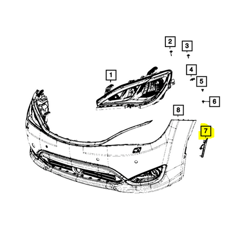 Lampa semnalizare Chrysler Pacifica, 03.2016-08.2020; Pacifica, 04.2020-; Voyager, 06.2019-12.2023, montare fata, stanga, LED; portocaliu; Omologare: SAE; OE