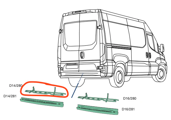 Armatura bara spate Iveco Daily, 07.2014-, metal, RapidAuto
