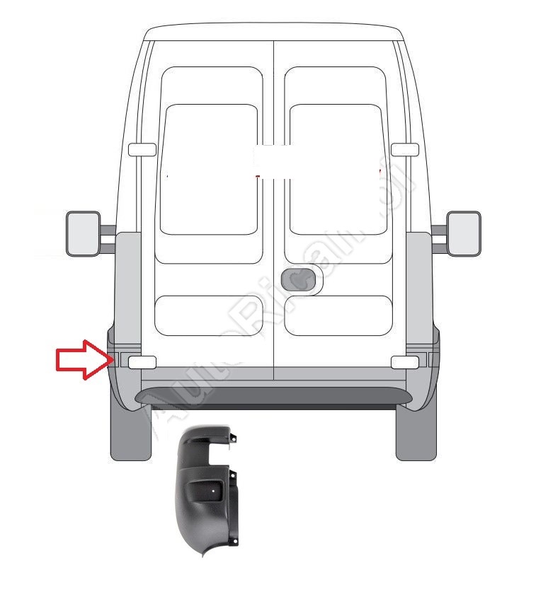 Parte laterala bara, colt lateral flaps Iveco Daily, 07.2014-, model: City, montare spate, stanga, negru, RapidAuto