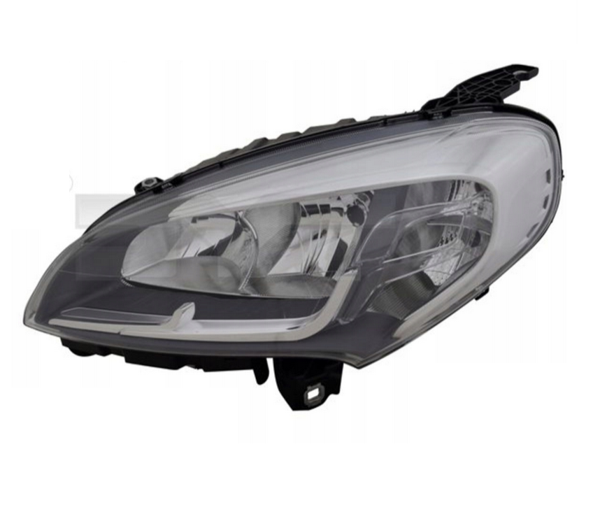 Far Fiat Doblo (263), 01.2015-, montare fata, stanga, cu lumina de zi; H7+H7+W21W+WY21W; electric; rama cromata; cu motor; halogen, AYFAR