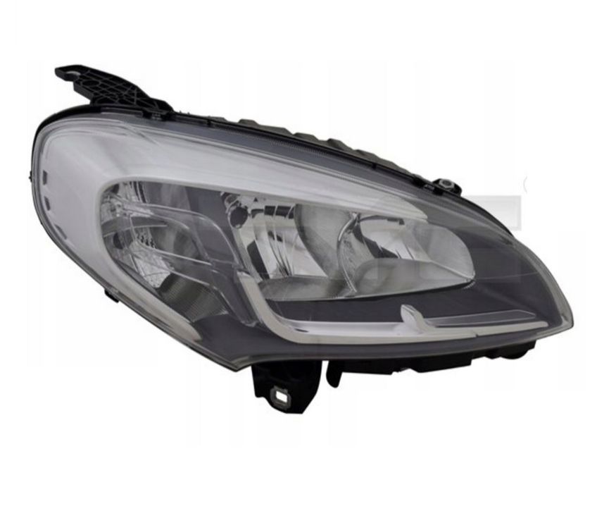 Far Fiat Doblo (263), 01.2015-, montare fata, dreapta, cu lumina de zi; H7+H7+W21W+WY21W; electric; rama cromata; cu motor; halogen, AYFAR