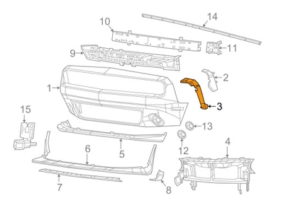 Suport bara protectie, spoiler Dodge Challenger, 09.2014-2024, montare fata, stanga, RapidAuto