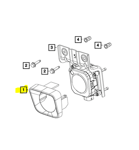 Rama senzor ACC (cruise control) Dodge Challenger, 09.2014-2024, montare fata, in grila bara protectie, RapidAuto
