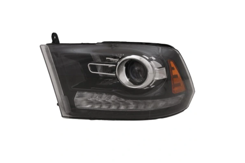 Far Ram 1500/2500/3500, 05.2012-2015, montare fata, stanga, cu lentile; cu indicator led; cu lumina de zi; cu lumina de parcare LED; Tip=USA; HB3+HiR2+LED; manual; negru; Omologare: SAE; halogen, RapidAuto