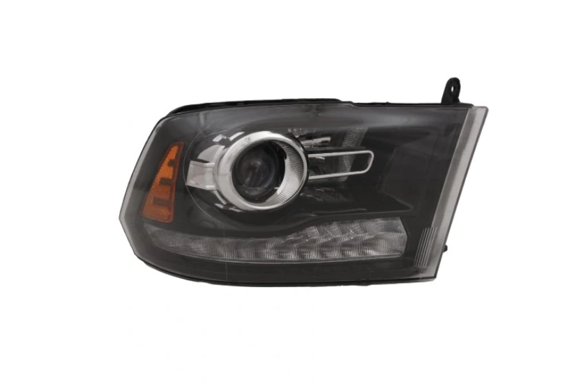 Far Ram 1500/2500/3500, 05.2012-2015, montare fata, dreapta, cu lentile; cu indicator led; cu lumina de zi; cu lumina de parcare LED; Tip=USA; HB3+HiR2+LED; manual; negru; Omologare: SAE; halogen, RapidAuto