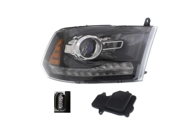 Far Ram 1500/2500/3500, 2016-, montare fata, dreapta, cu lentile; cu indicator led; cu lumina de zi; cu lumina de parcare LED; Tip=USA; HB3+HB3+LED; manual; negru; Omologare: SAE; halogen, RapidAuto