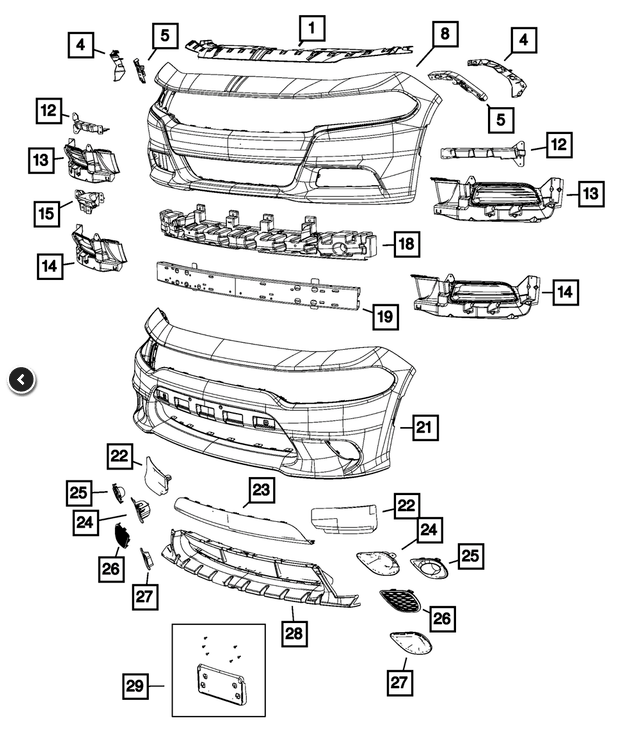 Absorbant soc bara fata Dodge Charger, 2016-2023, plastic-polipropilena (PP), RapidAuto