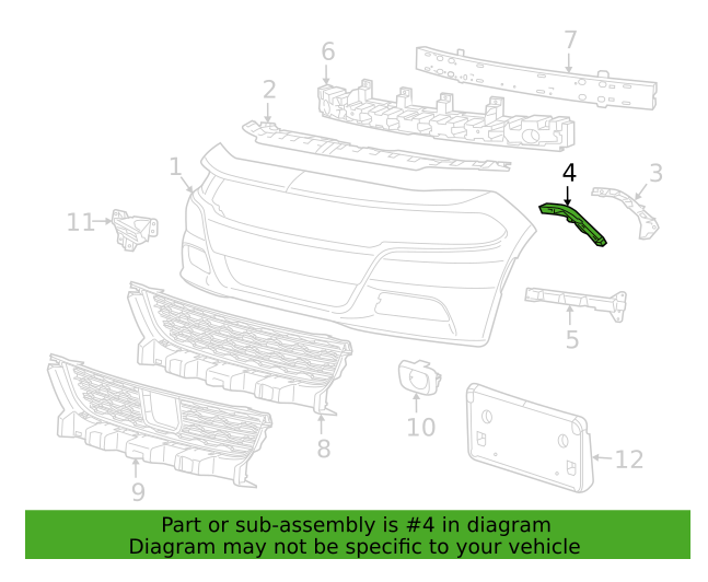 Suport bara protectie, spoiler Dodge Charger, 2016-2023, montare fata, stanga, plastic, RapidAuto