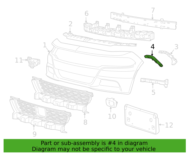 Suport bara protectie, spoiler Dodge Charger, 2016-2023, montare fata, dreapta, plastic, RapidAuto