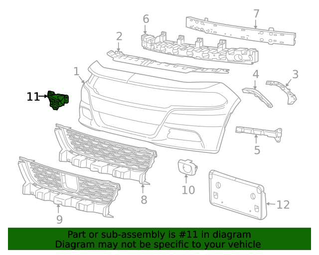 Suport bara protectie, spoiler Dodge Charger, 2016-2023, montare fata, stanga, plastic; exterior, RapidAuto