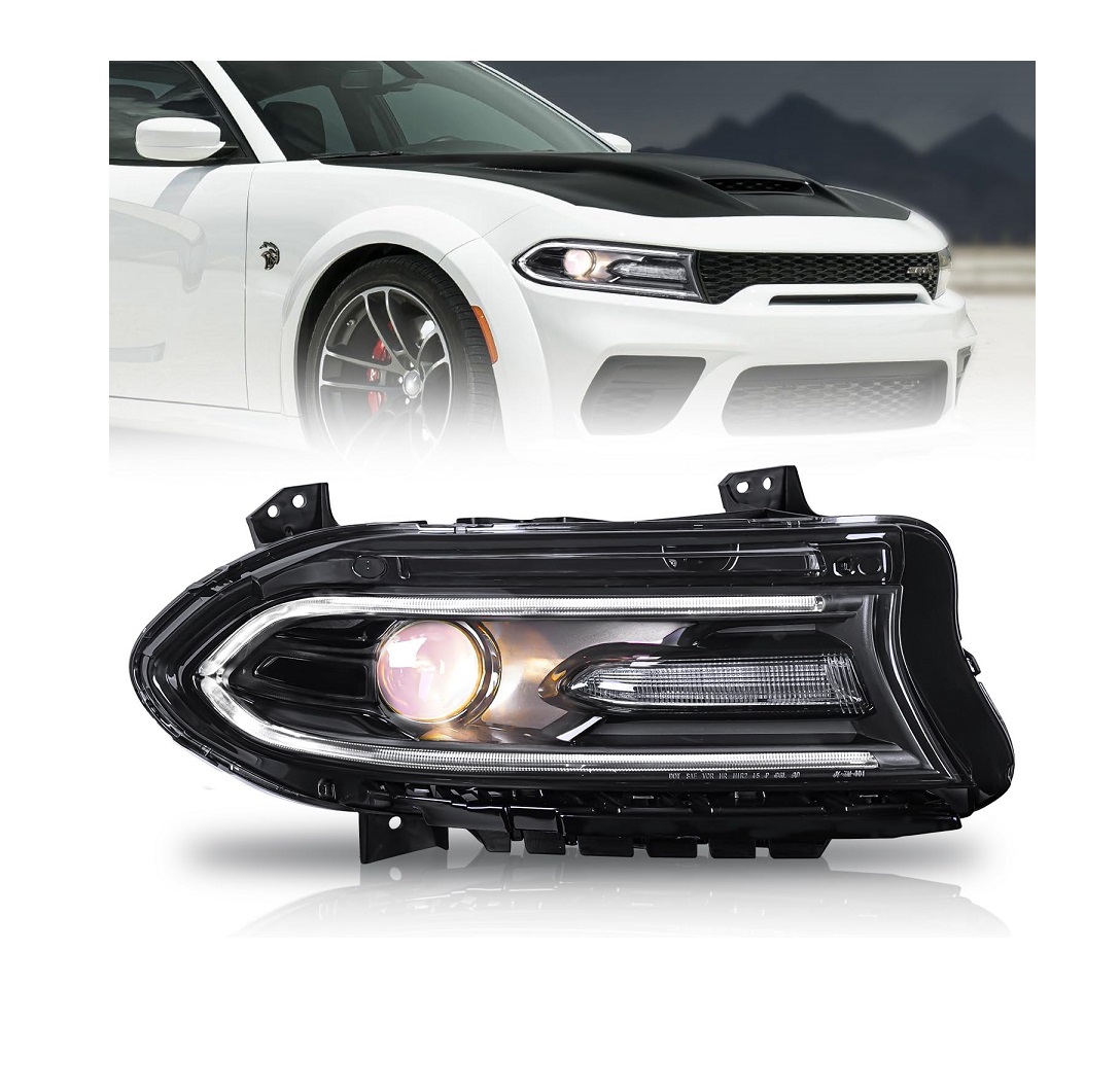 Far Dodge Charger, 06.2014-2015, montare fata, dreapta, cu indicator led; cu lumini de zi tip LED; Tip=USA; HiR2+LED; manual; cu capac; cu bec; Omologare: SAE; halogen, RapidAuto