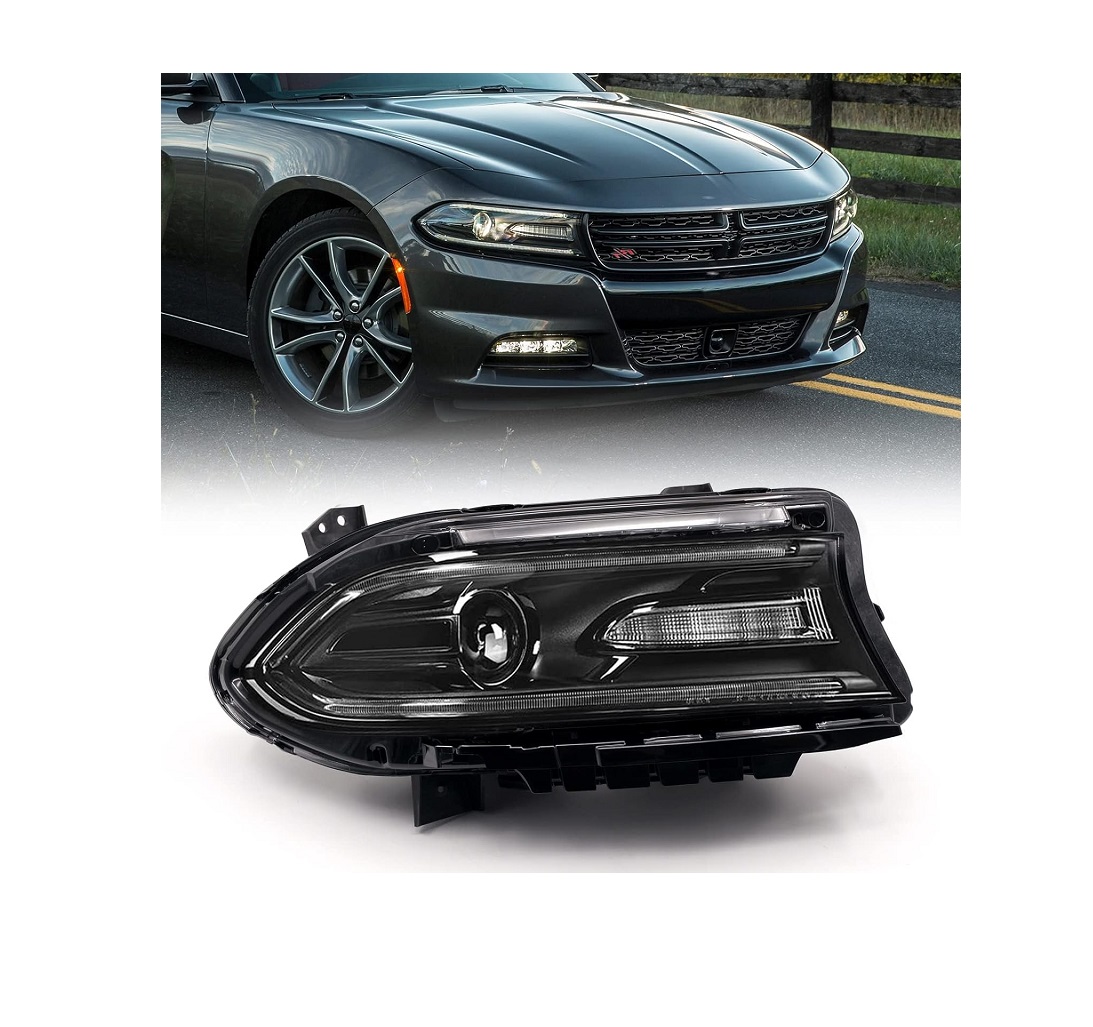 Far Dodge Charger, 2015-2018, montare fata, dreapta, cu indicator led; cu lumini de zi tip LED; Tip=USA; D3S+LED; manual; fara bec xenon; cu capac; Omologare: SAE; xenon, RapidAuto