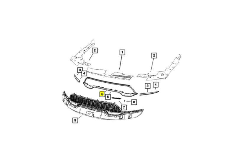 Rama grila radiator Dodge Durango, 07.2020-, montare fata, vopsit; gri, RapidAuto