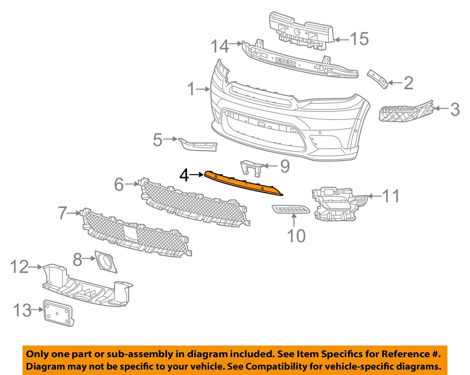 Ornament bara protectie, spoiler Dodge Durango, 2018-07.2020, montare fata, cu functie asistenta parcare, RapidAuto