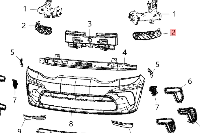 Suport bara protectie, spoiler Dodge Durango, 2021-, montare fata, stanga, plastic, RapidAuto