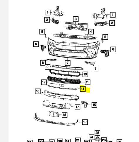 Ornament bara protectie, spoiler Dodge Durango, 07.2020-, montare fata, nichel; sub grila, RapidAuto