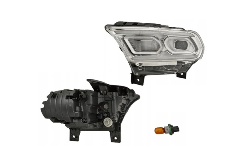 Far Dodge Durango, 07.2020-, montare fata, stanga, Tip=USA; LED+PY27/7W; manual; argintiu; cu soclu bec; Omologare: SAE; LED; fara marcaj &quot;DODGE&quot;, Taiwan