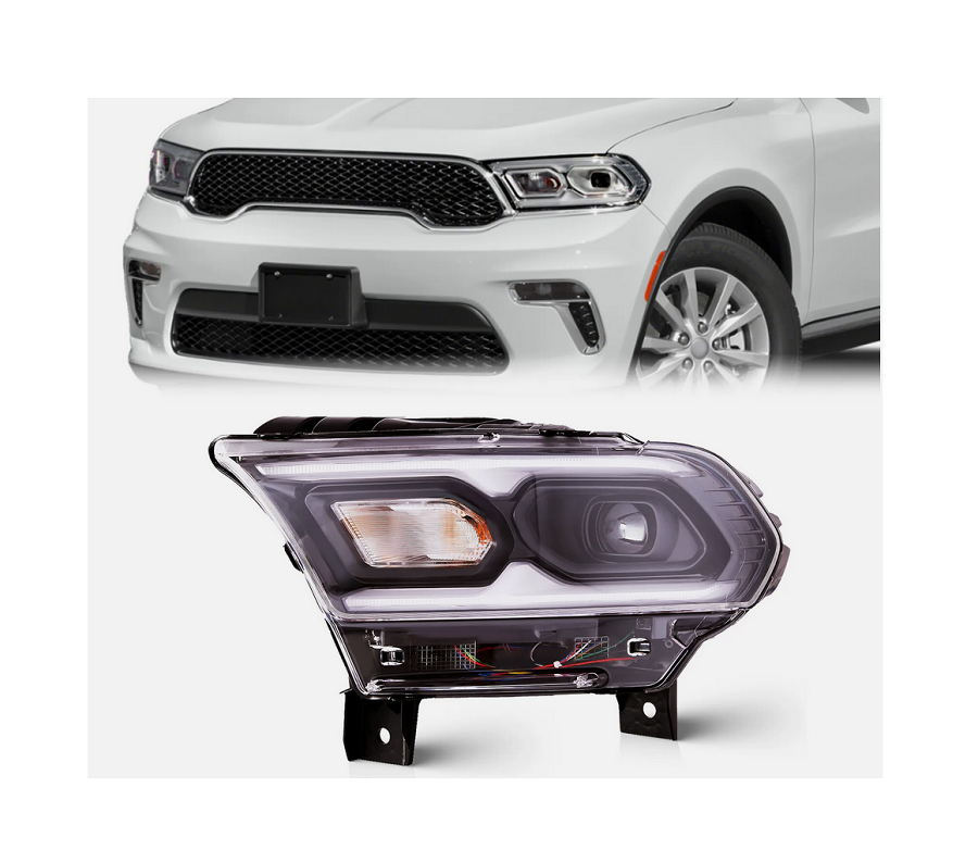 Far Dodge Durango, 07.2020-, montare fata, stanga, cu lumini de zi tip LED; Tip=USA; LED; manual; negru; Omologare: SAE; LED; fara marcaj &quot;DODGE&quot;, Taiwan