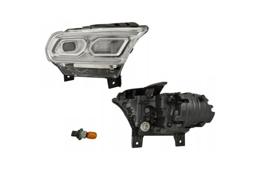 Far Dodge Durango, 07.2020-, montare fata, dreapta, Tip=USA; LED+PY27/7W; manual; argintiu; cu soclu bec; Omologare: SAE; LED; fara marcaj &quot;DODGE&quot;, Taiwan
