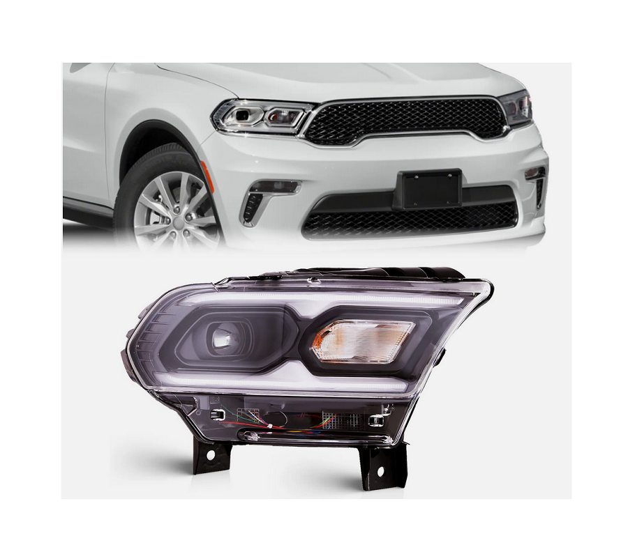 Far Dodge Durango, 07.2020-, montare fata, dreapta, cu lumini de zi tip LED; Tip=USA; LED; manual; negru; Omologare: SAE; LED; fara marcaj &quot;DODGE&quot;, Taiwan