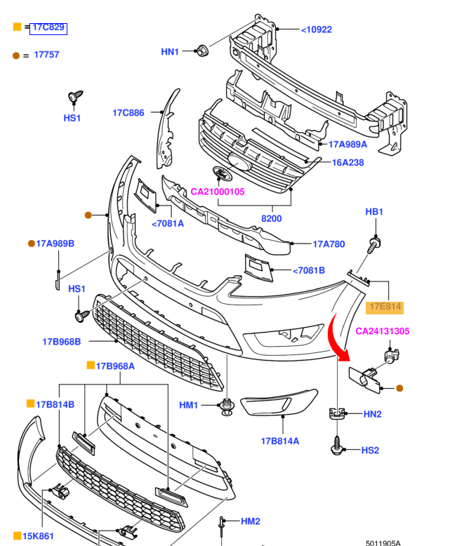 Suport bara protectie, spoiler Ford Mondeo (Ba7), 03.2007-09.2010, montare fata, stanga, ABS, RapidAuto