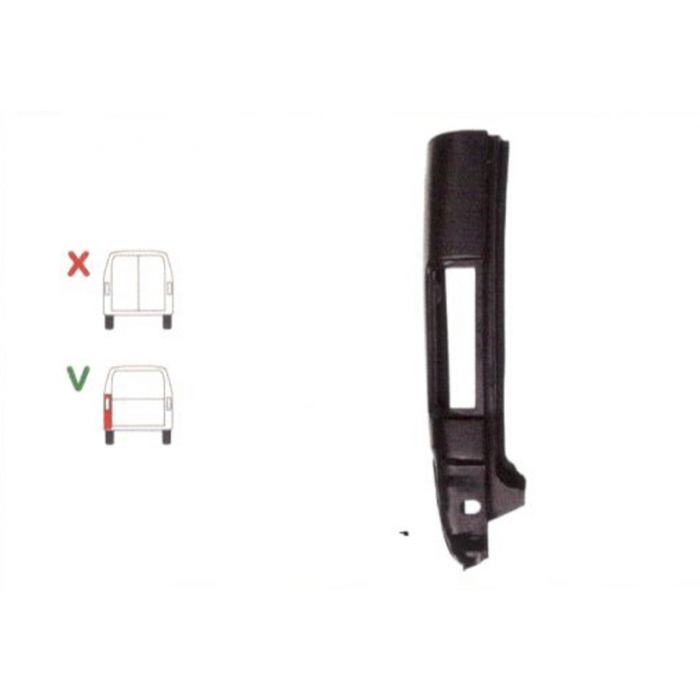 Segment reparatie colt aripa spate Ford Transit (Ve6), 10.1985-01.1991; Transit (Ve64), 01.1991-09.1994; Transit (Ve83), 06.1994-07.2000, model: cu haion, montare spate, stanga, tabla; vopsita cu pulbere ; cu locas lampa; inaltime 950 mm, RapidAuto