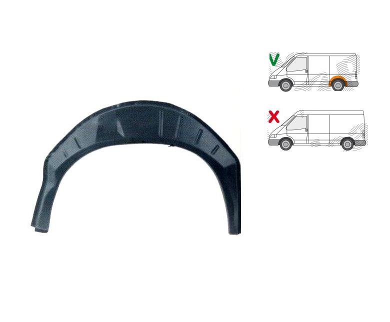 Pasaj interior roata spate, contra aripa Ford Transit (Ve6), 10.1985-01.1991; Transit (Ve64), 01.1991-09.1994, model: scurt, montare spate, stanga, scurt; tabla, RapidAuto