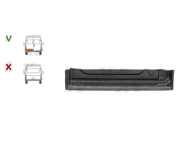 Element reparatie usa Ford Transit (Ve6), 10.1985-01.1991; Transit (Ve64), 01.1991-09.1994; Transit (Ve83), 06.1994-07.2000, model: 2 usi spate, montare spate, stanga, inferior; adanc; inaltime 160 mm, KLOKKERHOLM
