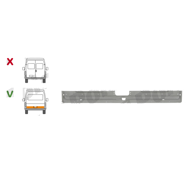 Element reparatie usa Ford Transit (Ve6), 10.1985-01.1991; Transit (Ve64), 01.1991-09.1994; Transit (Ve83), 06.1994-07.2000, montare spate, Hayon; inferior; galvanizat; cu hayon; adanc, RapidAuto