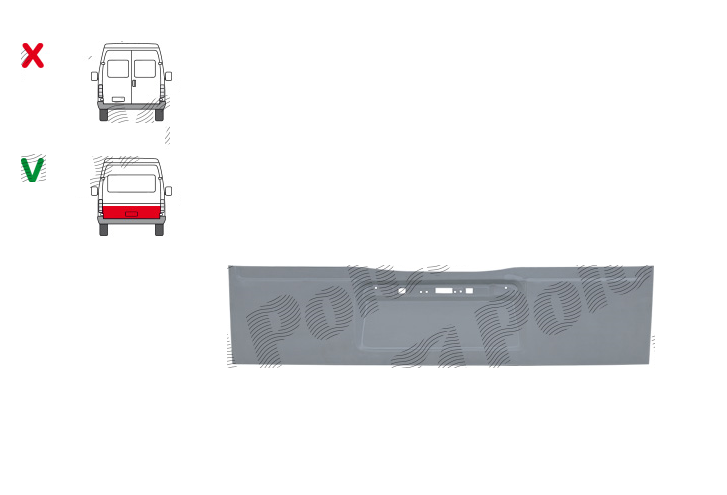 Segment reparatie haion spate Ford Transit (Ve6), 10.1985-01.1991; Transit (Ve64), 01.1991-09.1994; Transit (Ve83), 06.1994-07.2000, montare spate, Hayon; cu hayon; 45 cm, RapidAuto