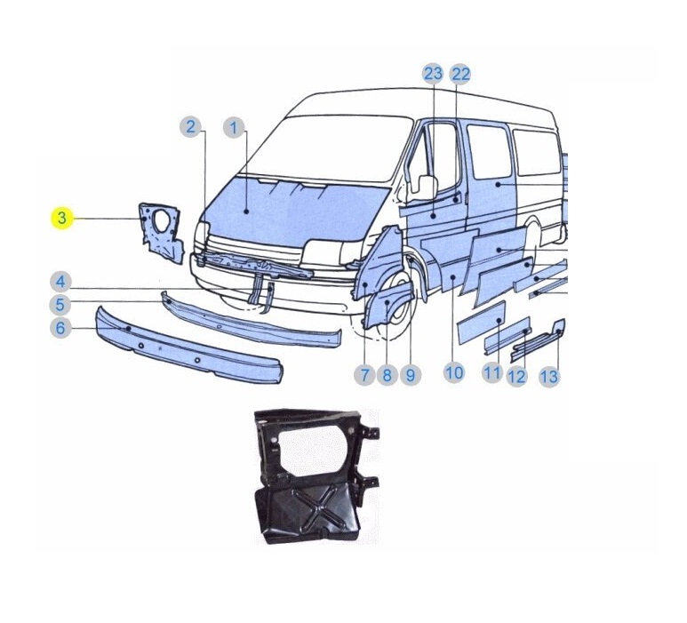 Suport fixare far Ford Transit (Ve64), 01.1991-09.1994, montare fata, dreapta, galvanizat, RapidAuto