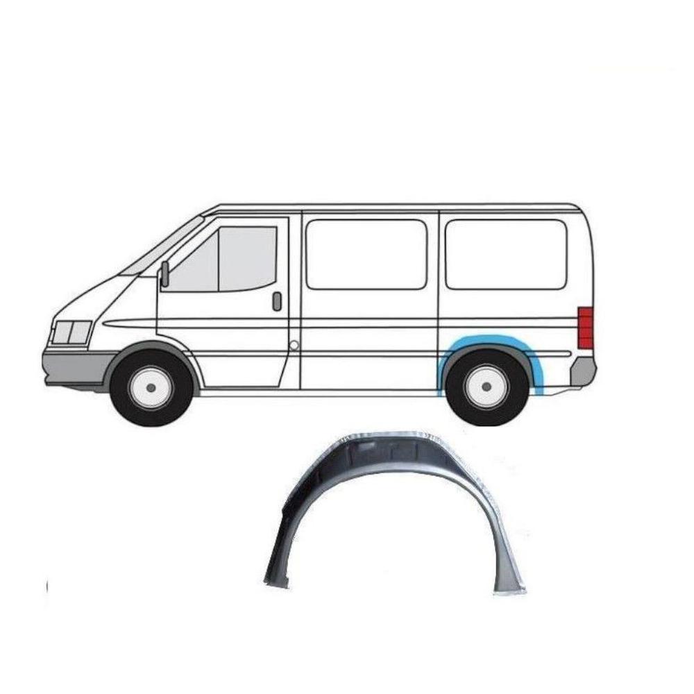 Pasaj interior roata spate, contra aripa Ford Transit (Ve64), 01.1991-09.1994; Transit (Ve83), 06.1994-07.2000, model: scurt, montare spate, stanga, galvanizat; exterior, RapidAuto