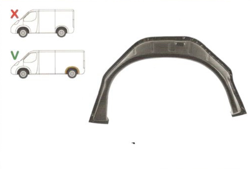 Pasaj interior roata spate, contra aripa Ford Transit (Ve64), 01.1991-09.1994; Transit (Ve83), 06.1994-07.2000, model: lungime, montare spate, stanga, galvanizat; exterior, RapidAuto