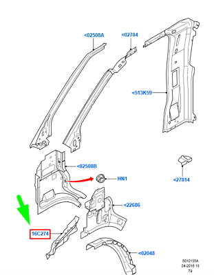 Armatura aripa fata Ford Transit/Tourneo (V347/8), 05.2006-04.2013, montare fata, stanga, galvanizat; superior, RapidAuto