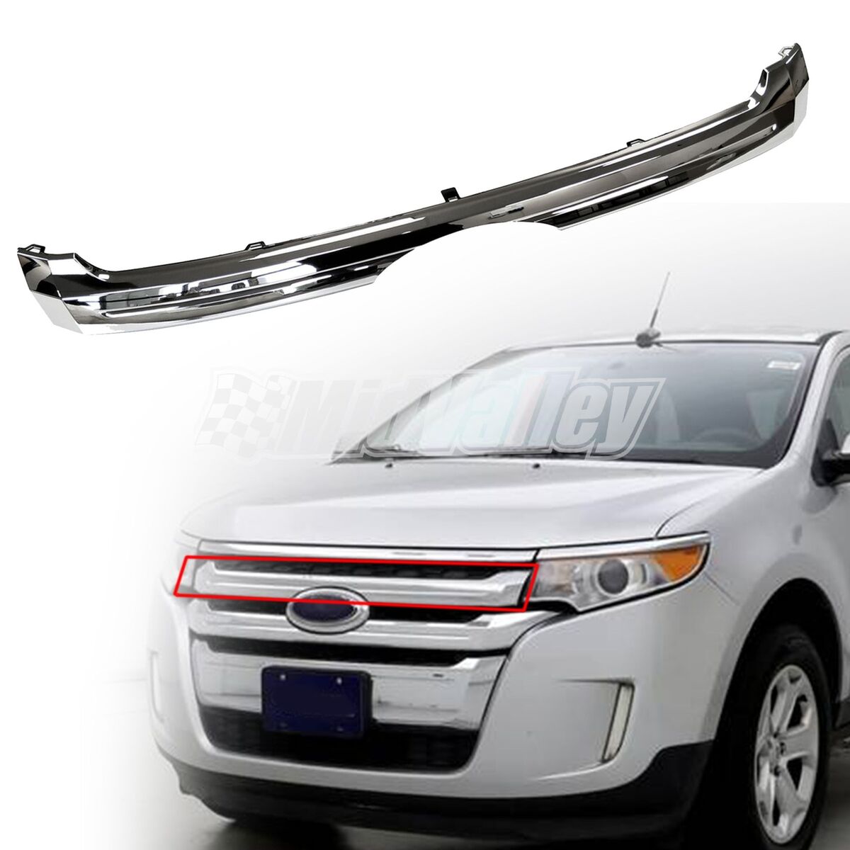 Ornament grila Ford Edge, 2011-10.2014, model: Version USA, montare fata, cromat, RapidAuto
