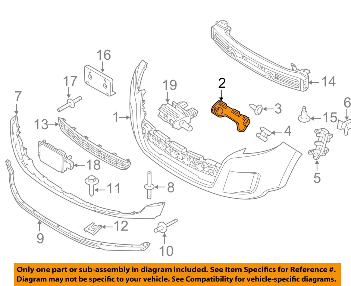Suport bara protectie, spoiler Ford Edge, 2011-10.2014, montare fata, stanga, RapidAuto