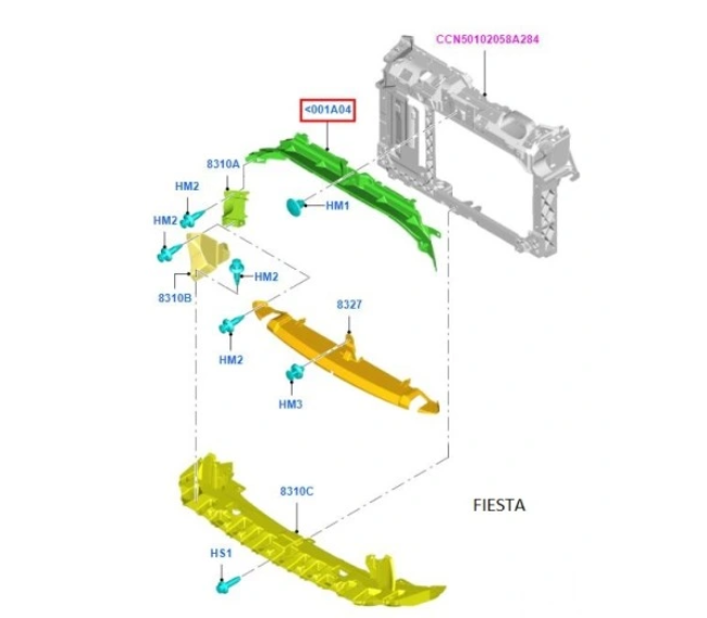 Ornament superior panou central, trager Ford Fiesta (Ja8), 01.2013-12.2017, montare fata, superior, RapidAuto