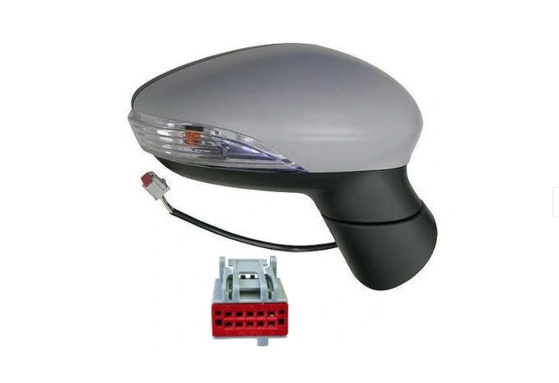 Oglinda exterioara Ford Fiesta (Ja8), 01.2013-12.2017, montare stanga, reglaj electric; grunduit; incalzit; sticla asferica; geam cromat; 10 gauri / 6 pini; cu semnalizare, RapidAuto