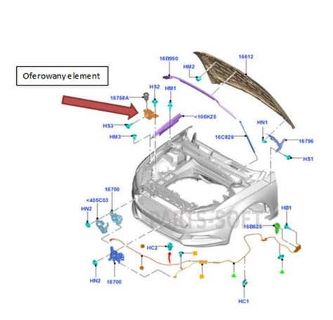 Suport tampon capota fata Ford Mondeo, 10.2014-03.2022; Fusion Usa, 04.2012-06.2016, montare fata, stanga, RapidAuto